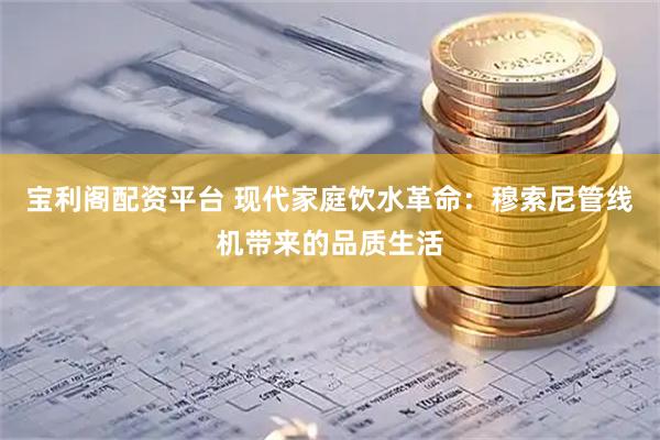 宝利阁配资平台 现代家庭饮水革命：穆索尼管线机带来的品质生活