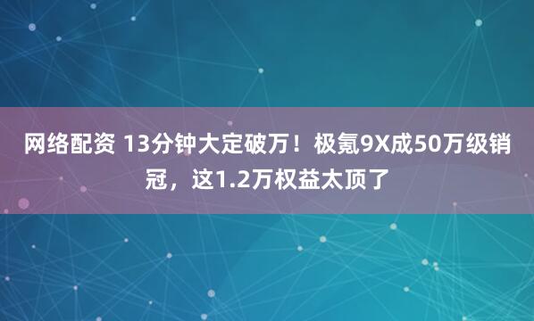 网络配资 13分钟大定破万！极氪9X成50万级销冠，这1.2万权益太顶了